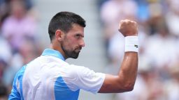 Sep 5, 2023; Flushing, NY, USA; Novak Djokovic of Serbia wins a point against Taylor Fritz of the United States on day nine of the 2023 U.S. Open tennis tournament at USTA Billie Jean King National Tennis Center. Mandatory Credit: Danielle Parhizkaran-USA TODAY Sports