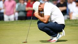 BROOKLINE, MASSACHUSETTS - JUNE 17: Brooks Koepka of the United States reacts on the eighth green during the second round of the 122nd U.S. Open Championship at The Country Club on June 17, 2022 in Brookline, Massachusetts. (Photo by Jared C. Tilton/Getty Images)