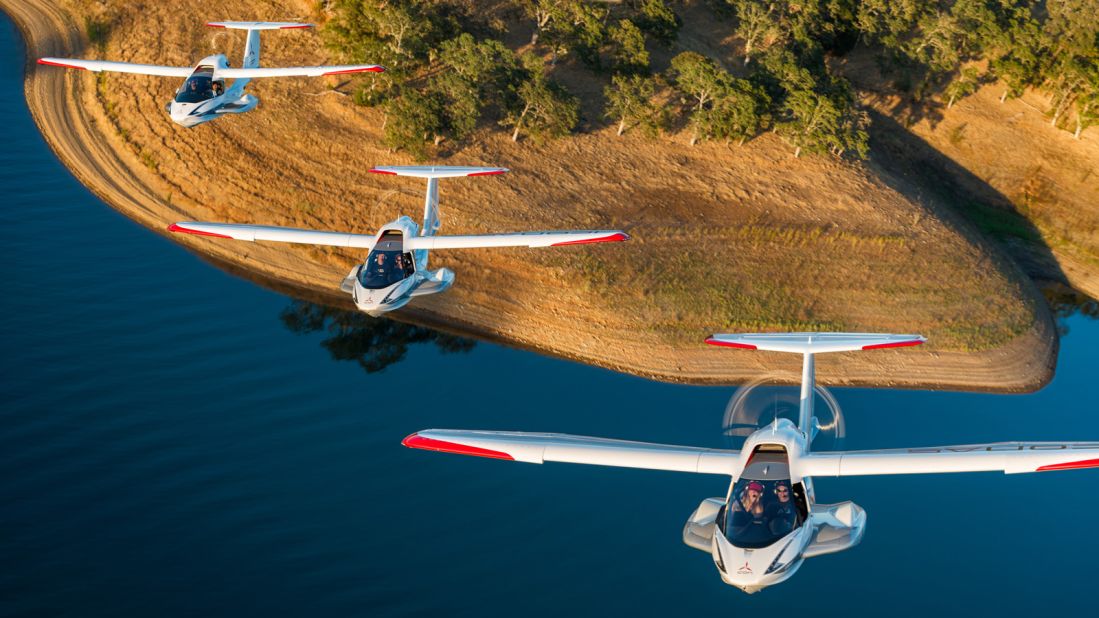 Launched last year, the Icon A5 is a two-seat, foldable seaplane. It's so compact it fits in most car garages and can be towed behind a vehicle for overland transport.