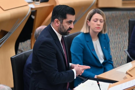 Humza Yousaf speaking during first minister’s questions at Holyrood today.