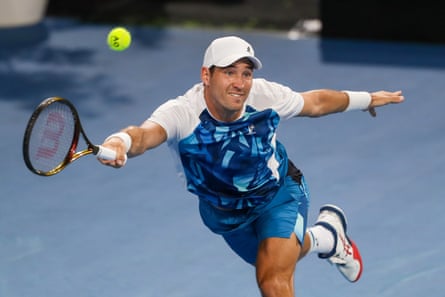 Thanasi Kokkinakis is eliminated from the first round of the Adelaide International.