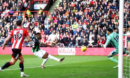 Brighton dominates 10-player Sheffield United as Simon Adingra scores two goals.