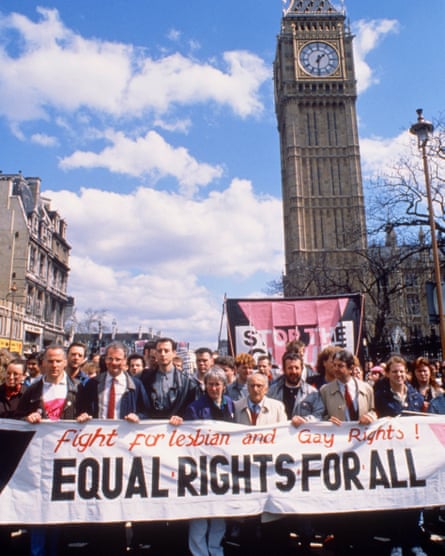 Chris Smith and Peter Tatchell on an Anti Clause 28 march in 1988.