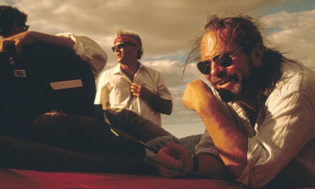 Terry Gilliam (right) on the set of Fear and Loathing in Las Vegas
