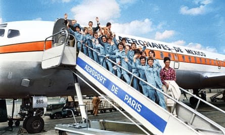 The French team depart for Mexico in August 1971 at Le Bourget airport, near Paris.