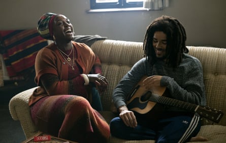 Lashana Lynch as Rita with Kingsley Ben-Adir as Bob in Bob Marley: One Love