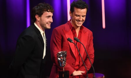 Wave of applause … Paul Mescal and Andrew Scott present the animated film award.