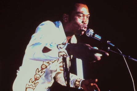 Fela Kuti on stage during the tour.