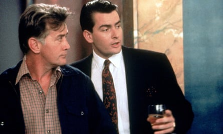 Strained … Martin and Charlie Sheen in Wall Street (1987).