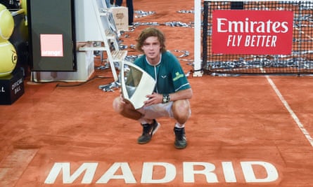 Andrey Rublev with the Madrid Open trophy 