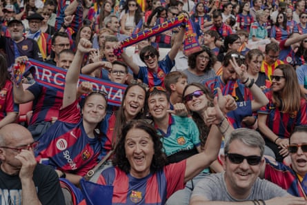 Barcelona fans in Bilbao’s San Mamés stadium at the 2024 Women’s Champions League final against Lyon.