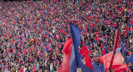 Barcelona fans in Bilbao’s San Mamés stadium at the 2024 Women’s Champions League final against Lyon.