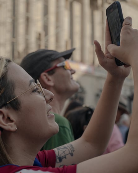 Barcelona fan Claudia at the celebration at City Hall to welcome the team the day after their Champions League triumph over Lyon.