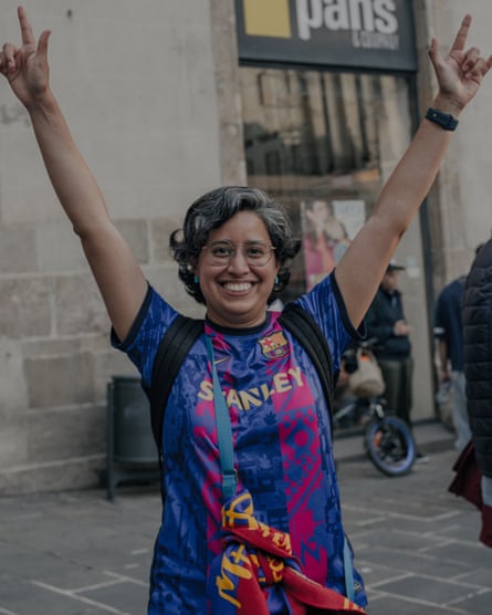 Barcelona fan Larissa at the celebration at City Hall to welcome the team the day after their Champions League triumph over Lyon.