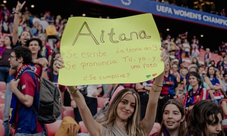 Barcelona fans in Bilbao’s San Mamés stadium at the 2024 Women’s Champions League final against Lyon.