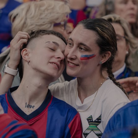 Barcelona fans in Bilbao’s San Mamés stadium at the 2024 Women’s Champions League final against Lyon.