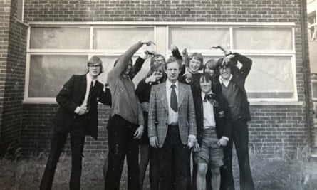 David with students in his teaching days.