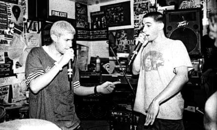 At a secret 1994 gig in the Slam City Skates shop basement in Covent Garden in London.