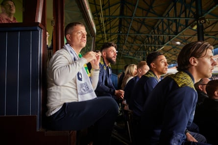 Justin Rees watching his first Southend home game at Roots Hall in October 2023.