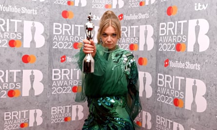 Becky Hill with her Brit award in 2022