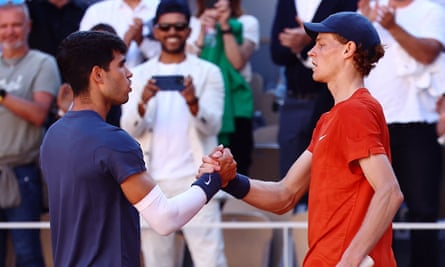 Carlos Alcaraz shows respect for the defeated Jannik Sinner after winning their French Open semi-final