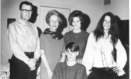 Janis Joplin during a visit to her Texas home, with her parents, brother Michael and sister Laura.