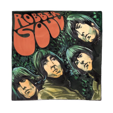 Illustration of the Beatles album cover for Rubber Soul renamed Robber Soul