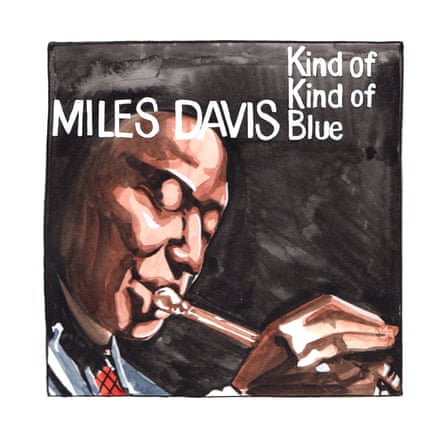 Illustration of the Miles Davis album cover for Kind of Blue renamed Kind of Kind of Blue