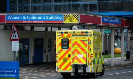 Women and children’s building with ambulance outside at hospital