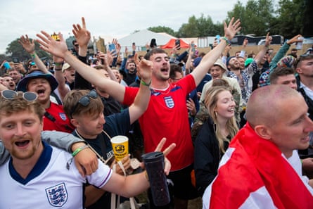 Jubliation for fans after England’s 2-1 win.