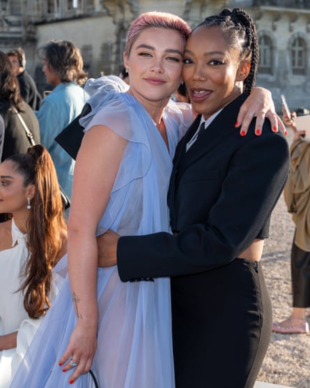 Florence Pugh and Naomi Ackie at Paris Fashion Week, 2023.