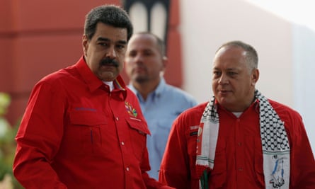 Venezuela’s President Nicolás Maduro with Diosdado Cabello both wearing Chavista red