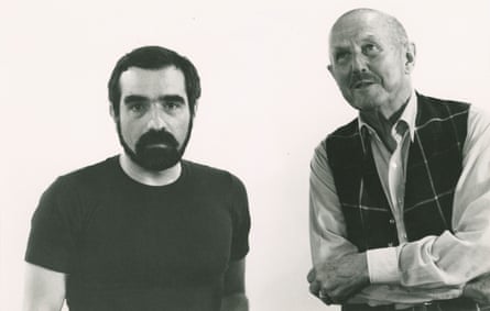 Michael Powell, right, with Scorsese on the set of King of Comedy, 1981.