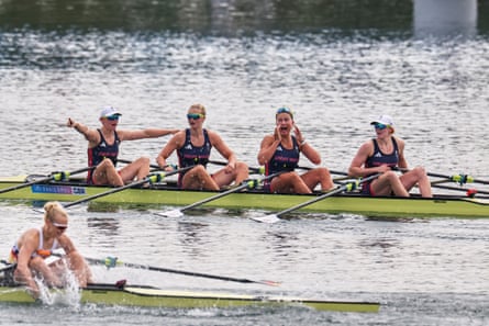 Team GB race to gold in the women’s quad sculls rowing competition at the Vaires-Sur-Marne Nautical Stadium