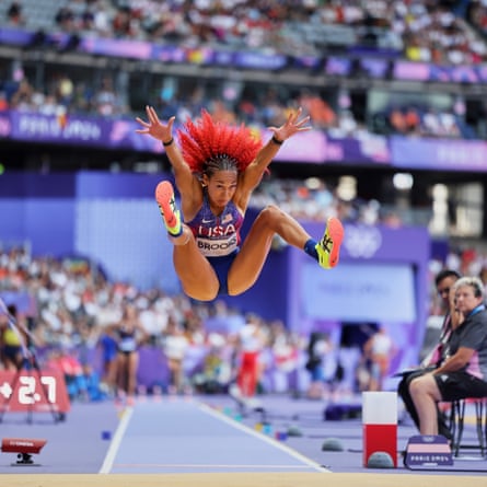 Taliyah Brooks of the US competes in the long jump during the women’s heptathlon