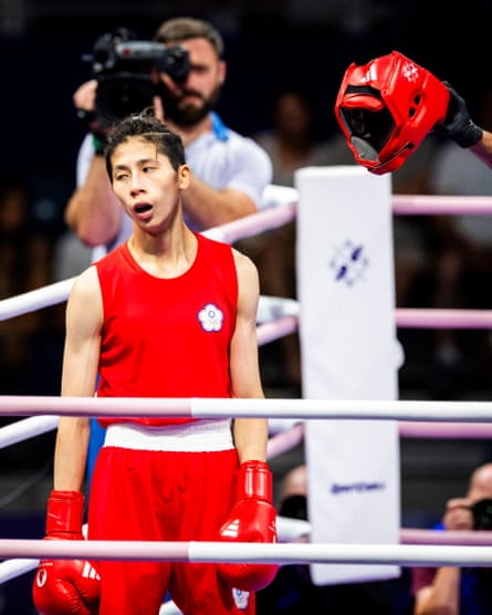 Lin Yu Ting, the Chinese Taipei boxer and two-time world champion, that was disqualified from the women’s World Championships last year after failing to meet the gender eligibility criteria of the International Boxing Association (IBA) celebrates after winning her fight against Turdibekova Sitora of Uzbekistan.