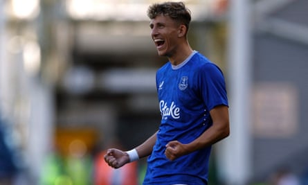 New signing Jesper Lindstrom celebrates after scoring in pre season