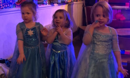 Tim Jonze’s daughter, Romy, left, with two friends at the Frozen II screening.