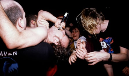 David Yow crowdsurfing at a gig in London, 1998.