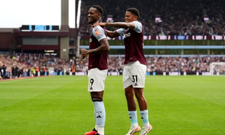 Aston Villa’s Jhon Duran (left) celebrates a goal