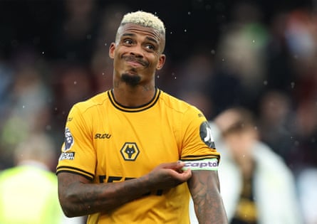 Wolves’ captain Mario Lemina looks dejected after defeat to Aston Villa