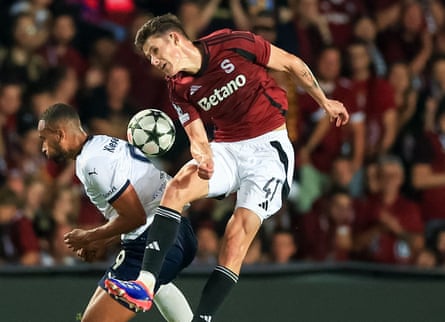 Martin Vitik (right) in action against Isaac Kiese Thelin of Malmö during the Champions League play-off.