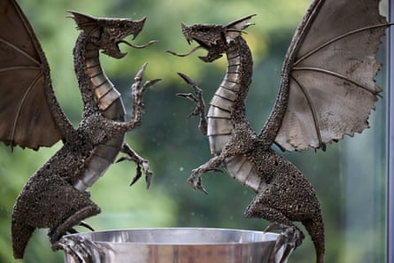 The Cymru Premier trophy, one of the many on display