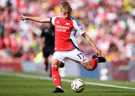 Oleksandr Zinchenko crosses the ball against Wolves in August