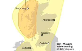 Storm Ashley to bring 80mph winds to parts of UK this weekend