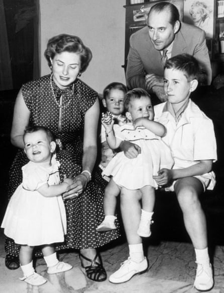 Ingrid Bergman and Roberto Rossellini with Ingrid, Roberto Jr, Isabella and Renzo in 1953.