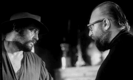 Rod Steiger and Sergio Leone Staring at each other