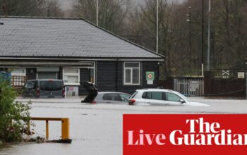 Storm Bert: environment secretary says flood defences in ‘worst condition on record’ after Tory government – as it happened