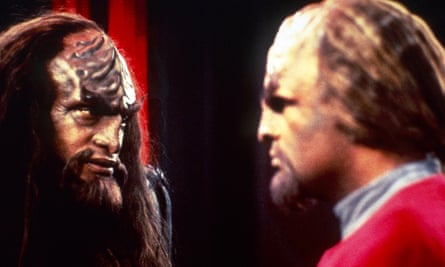 Tony Todd, left, plays a Klingon in Star Trek: Deep Space Nine (1993).