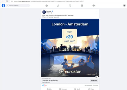 Watchdog rules Eurostar ads on social media for £39 seats were misleading